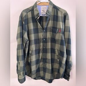 RSVLTS Flannel Shirt Jacket Green Plaid Button Up